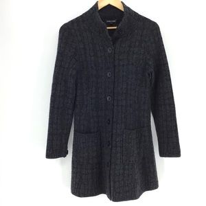 Eileen Fisher Black Button Down Wool Cardigan